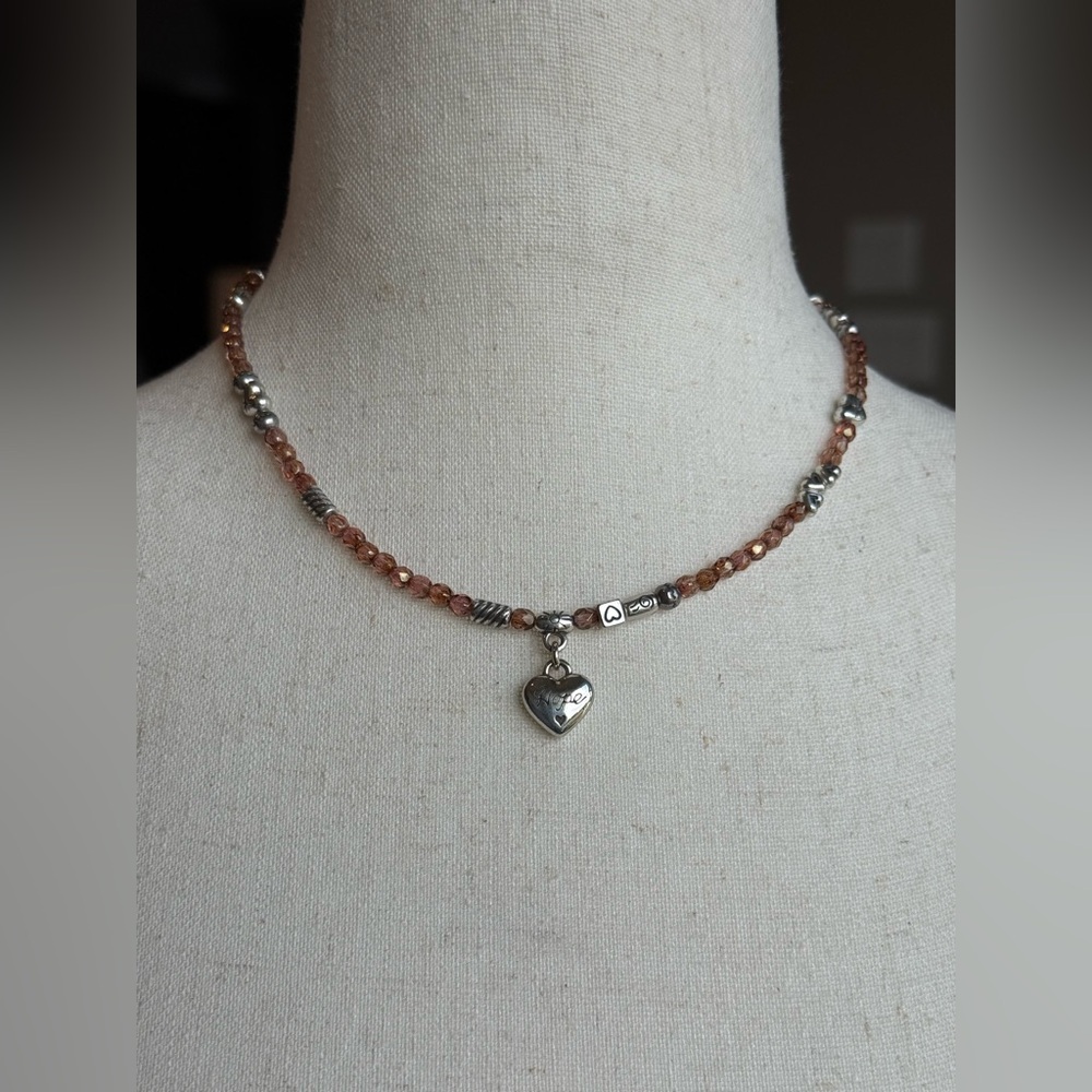 Brighton Hope Heart Necklace - Silver + Amber - Picture 3 of 6